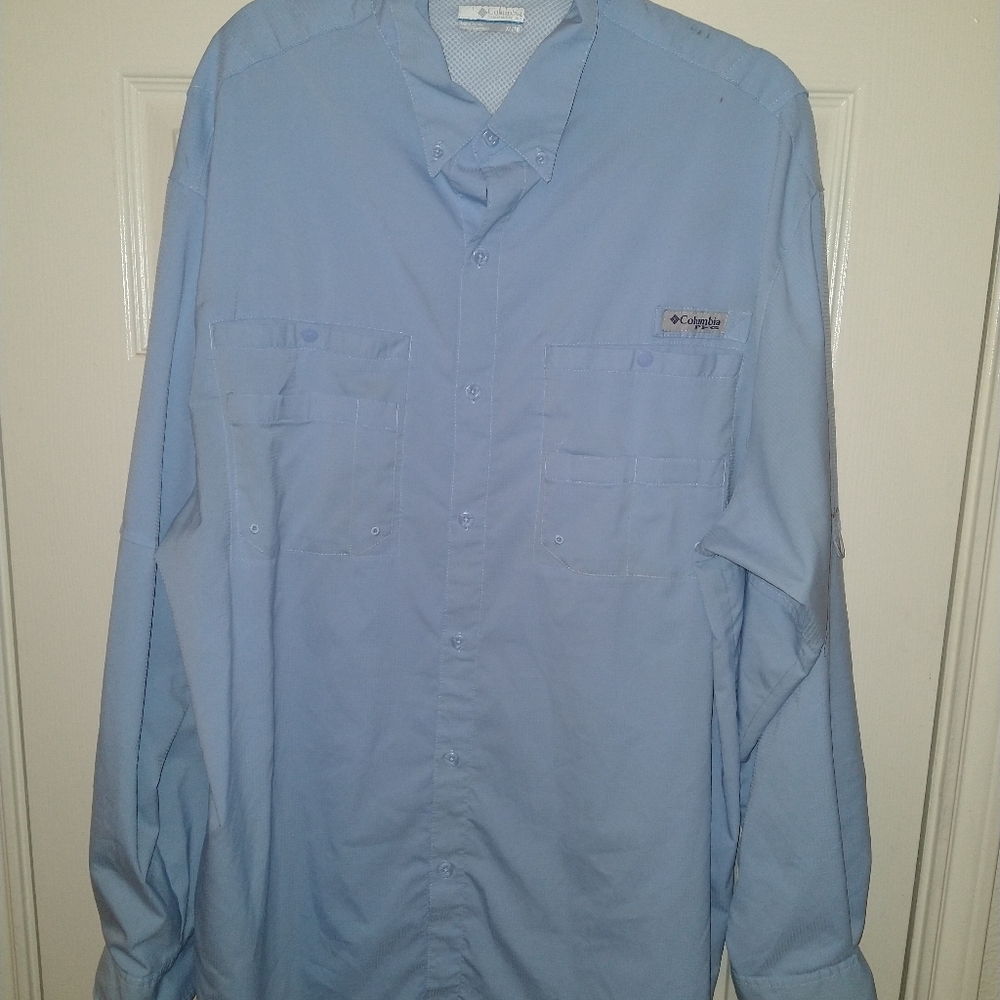 Columbia PFG Blue Vented Outdoor Fishing Shirt Men's sz XL.